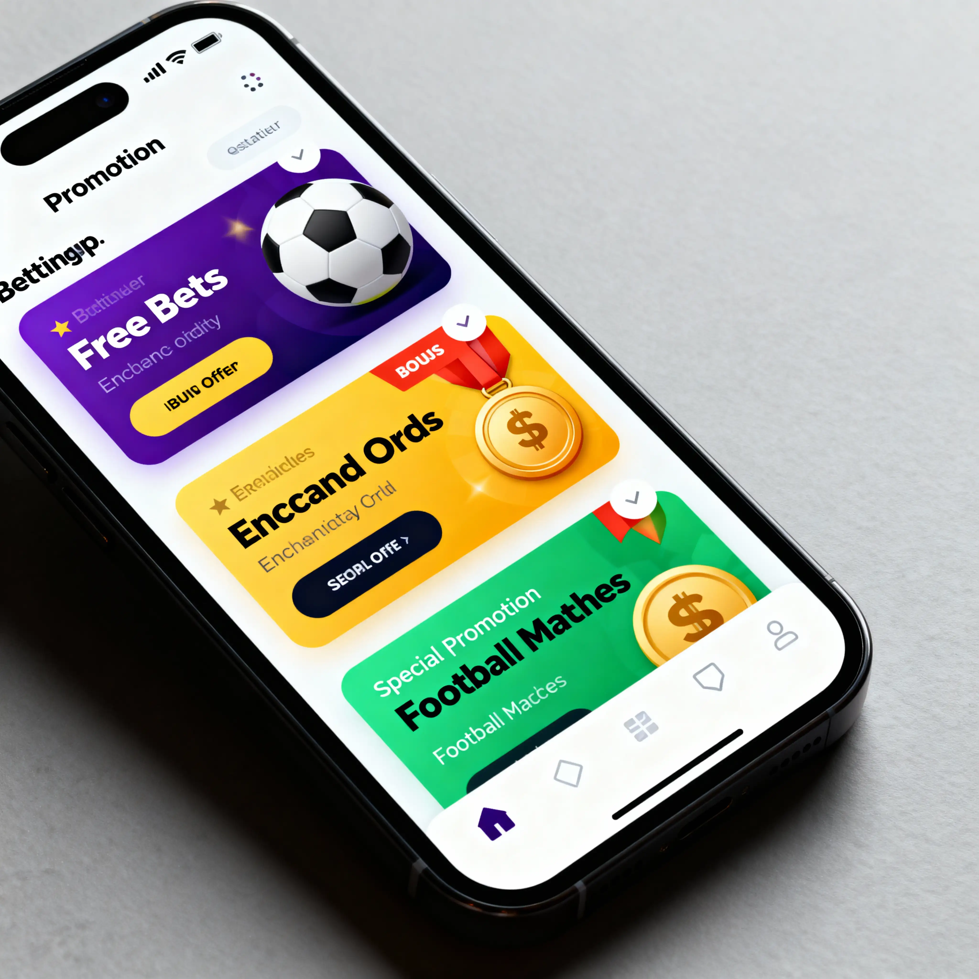 Pantalla mostrando diferentes ofertas promocionales de apuestas