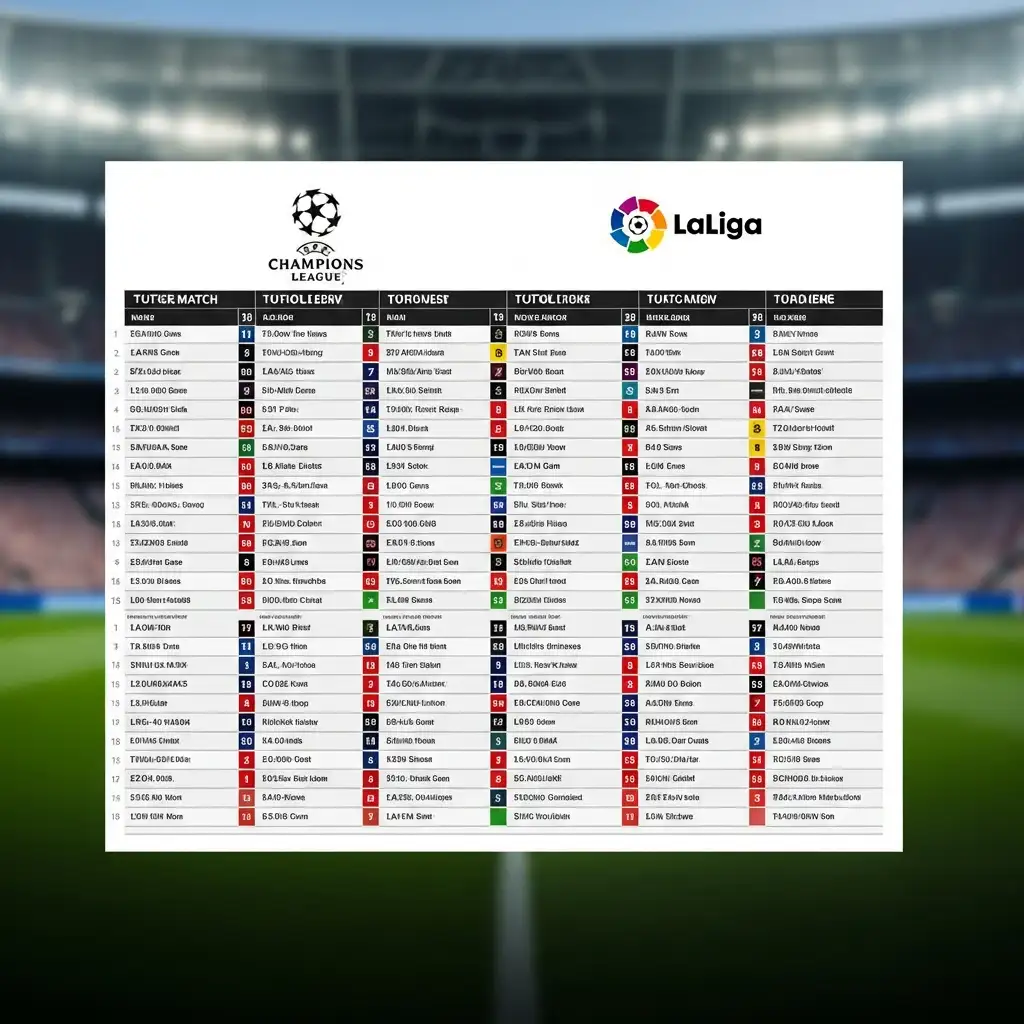 Calendario de partidos mostrando la congestión entre Champions League y LaLiga