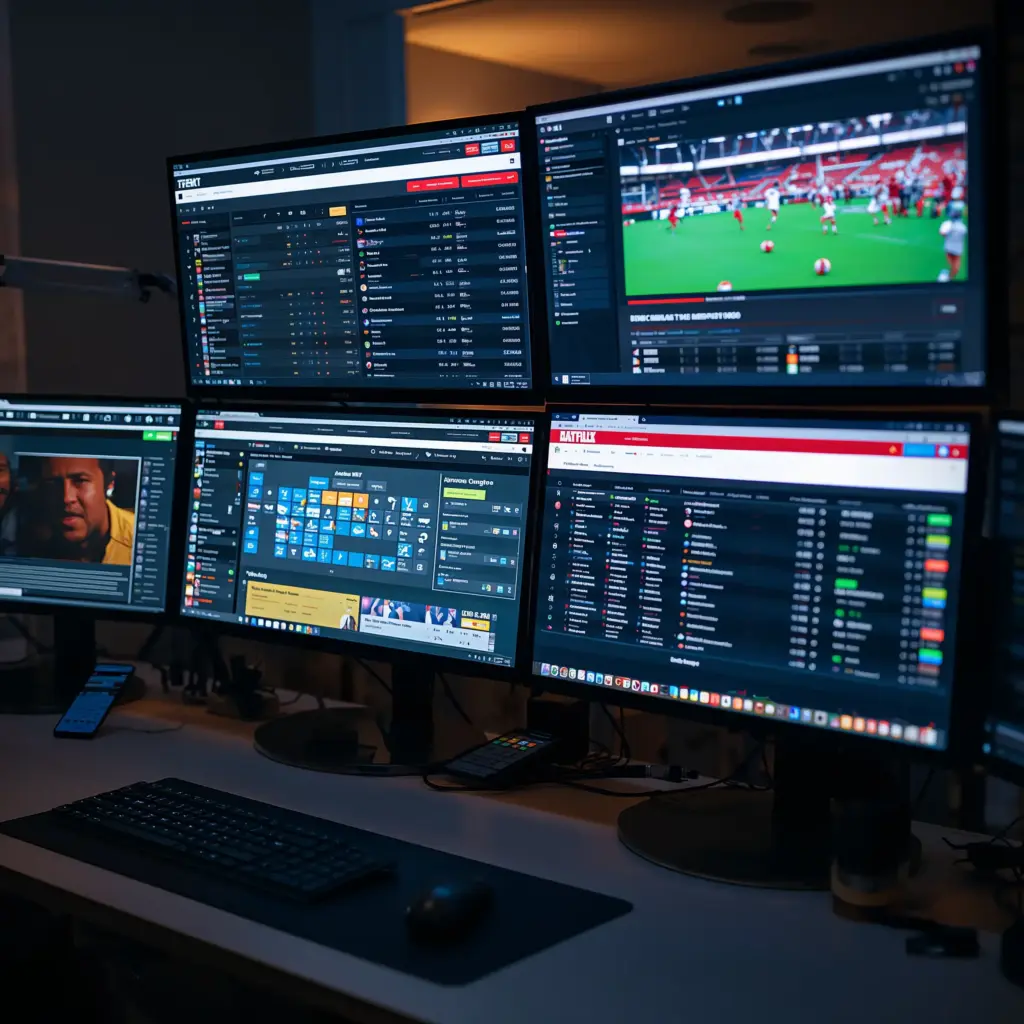 Pantallas mostrando diferentes plataformas de apuestas deportivas