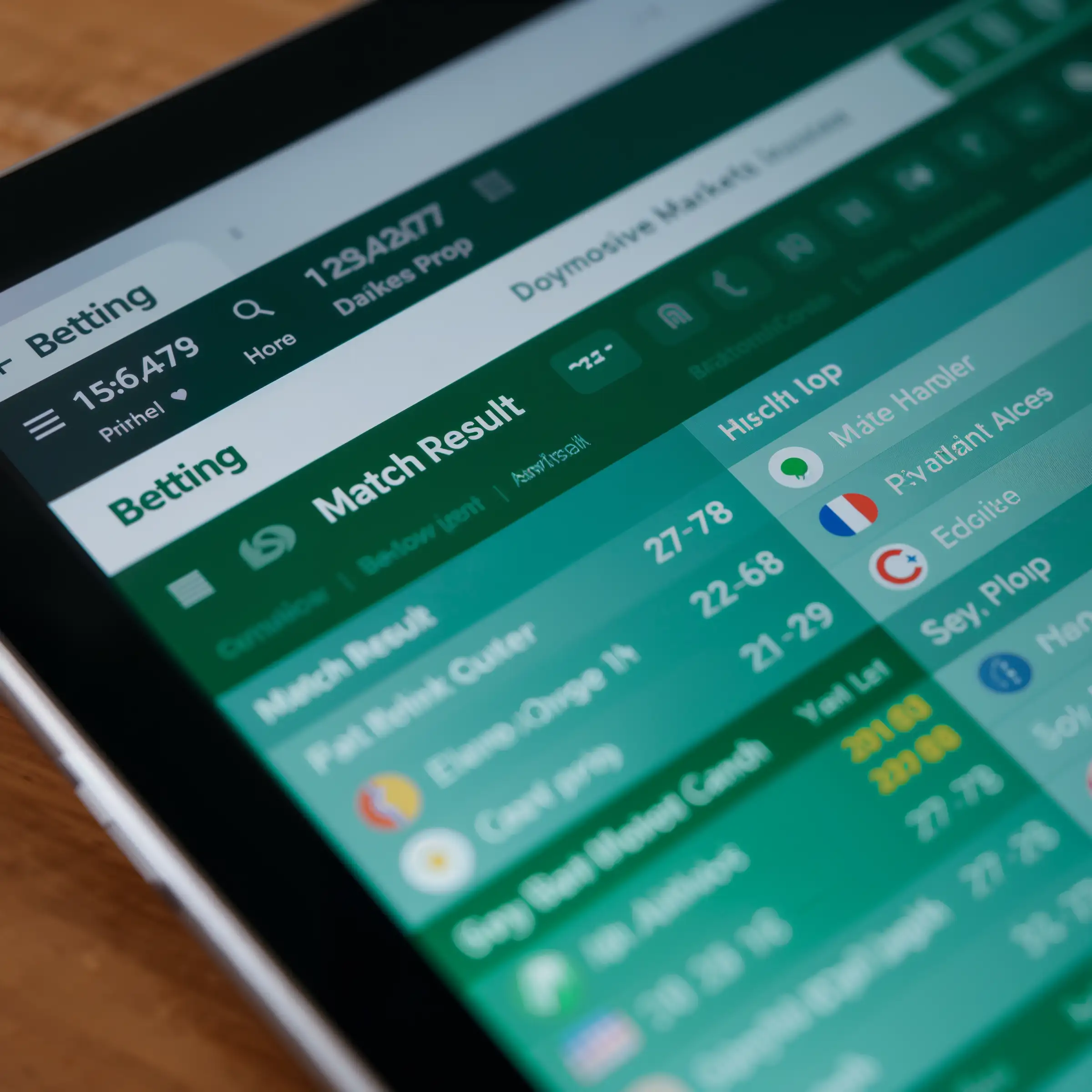 Interfaz de plataforma de apuestas mostrando mercados de fútbol