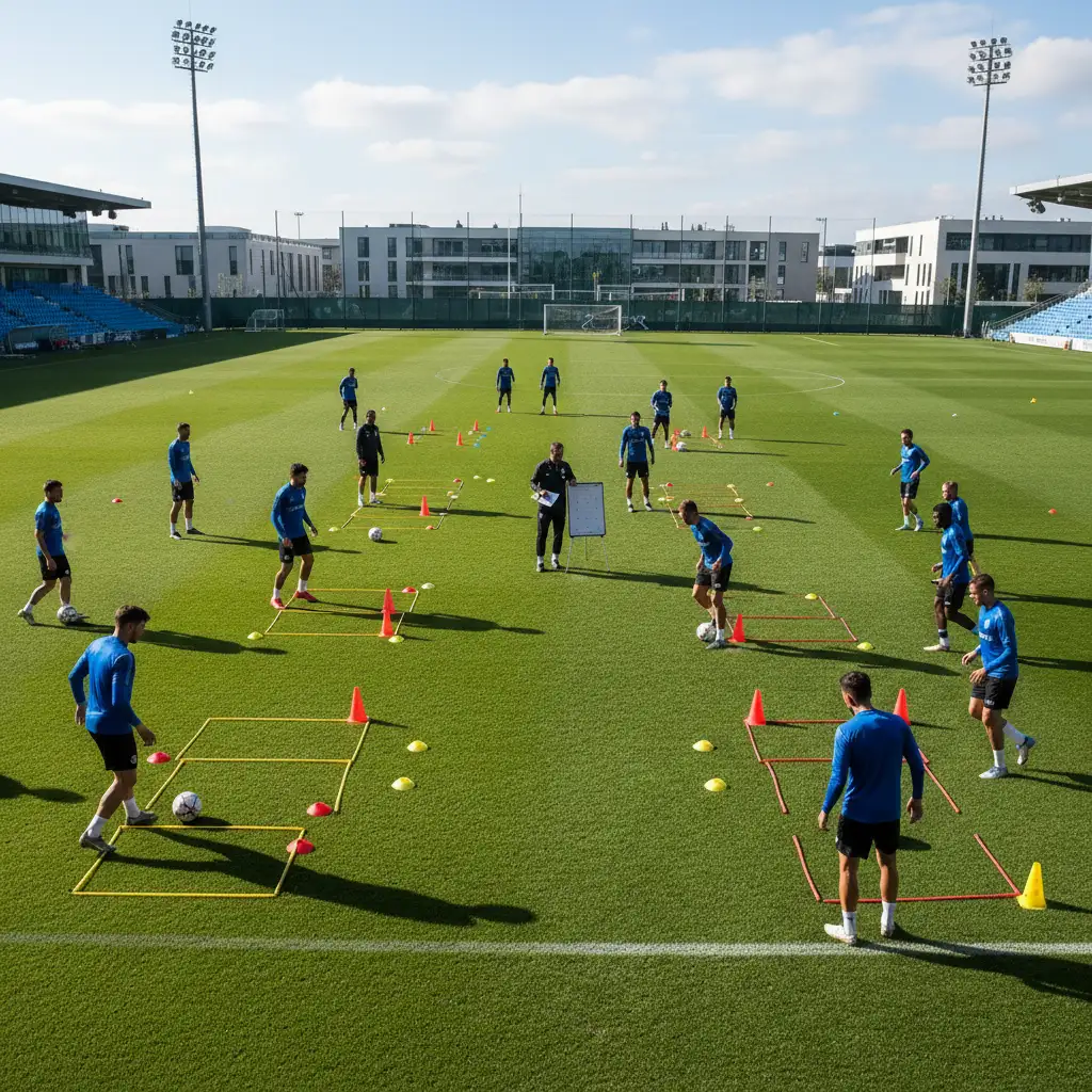 Jugadores del Girona entrenando con visión de futuro