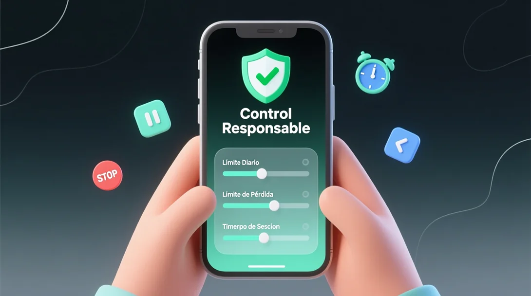 Persona configurando límites de apuesta responsable en una aplicación móvil de betting