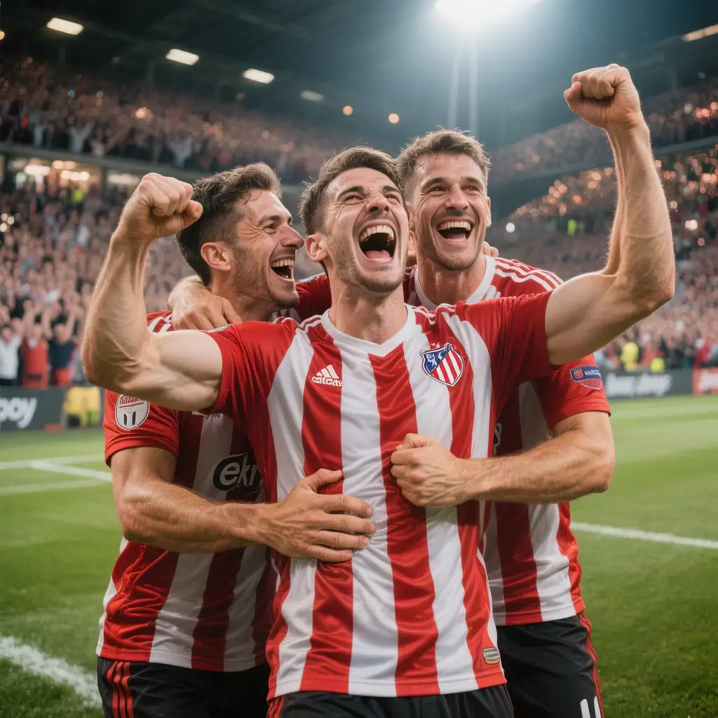 Jugadores del Girona celebrando una victoria histórica en el derbi catalán