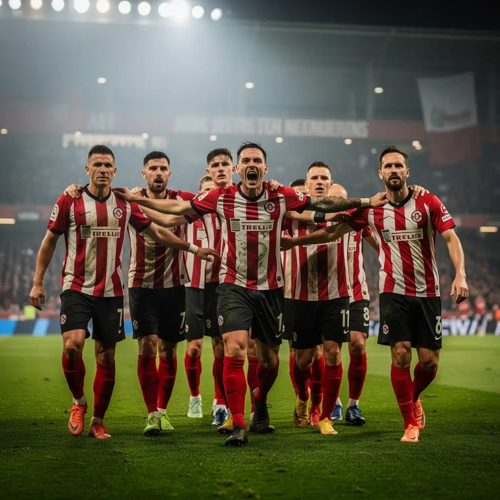 Jugadores del Girona mostrando determinación en competición europea