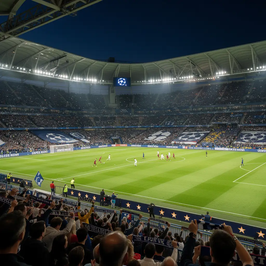 Partido de Champions League entre Girona y PSG en el Parque de los Príncipes