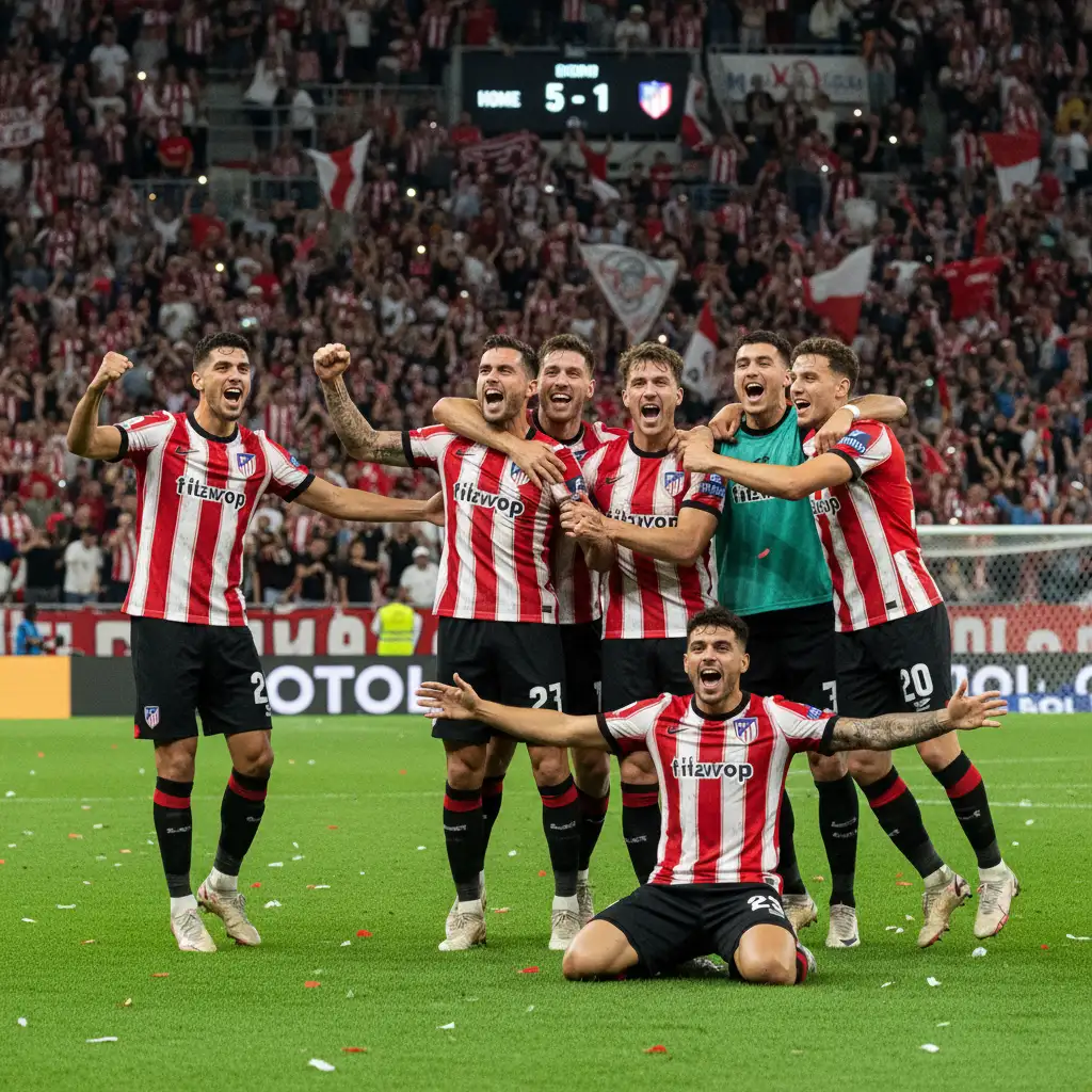 Jugadores del Girona celebrando una goleada histórica