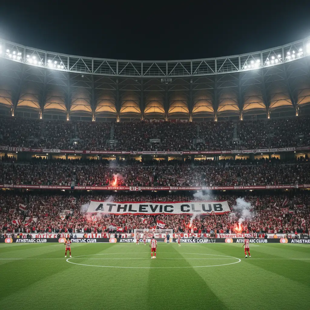 Vista del estadio San Mamés con ambiente intenso