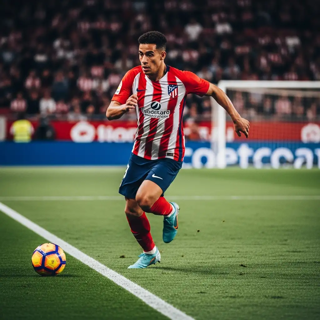 Miguel Gutiérrez avanzando por la banda izquierda con el balón en un partido del Girona
