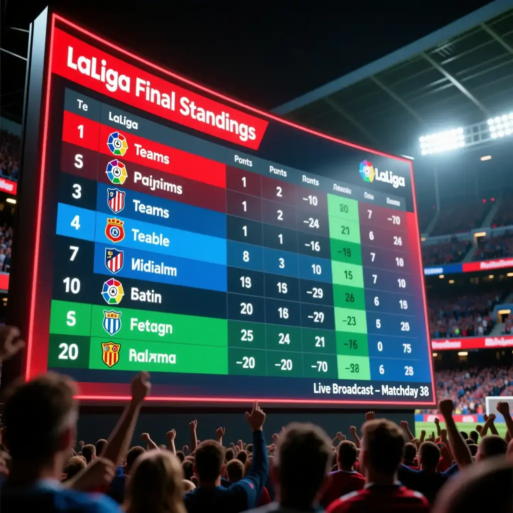 Tabla de clasificación de LaLiga con posiciones finales de temporada