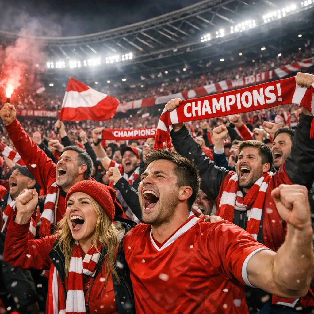 Aficionados del Girona celebrando un logro histórico en el estadio