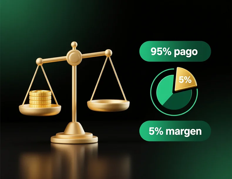 Ilustración conceptual del margen de la casa de apuestas mostrando ventaja del bookmaker