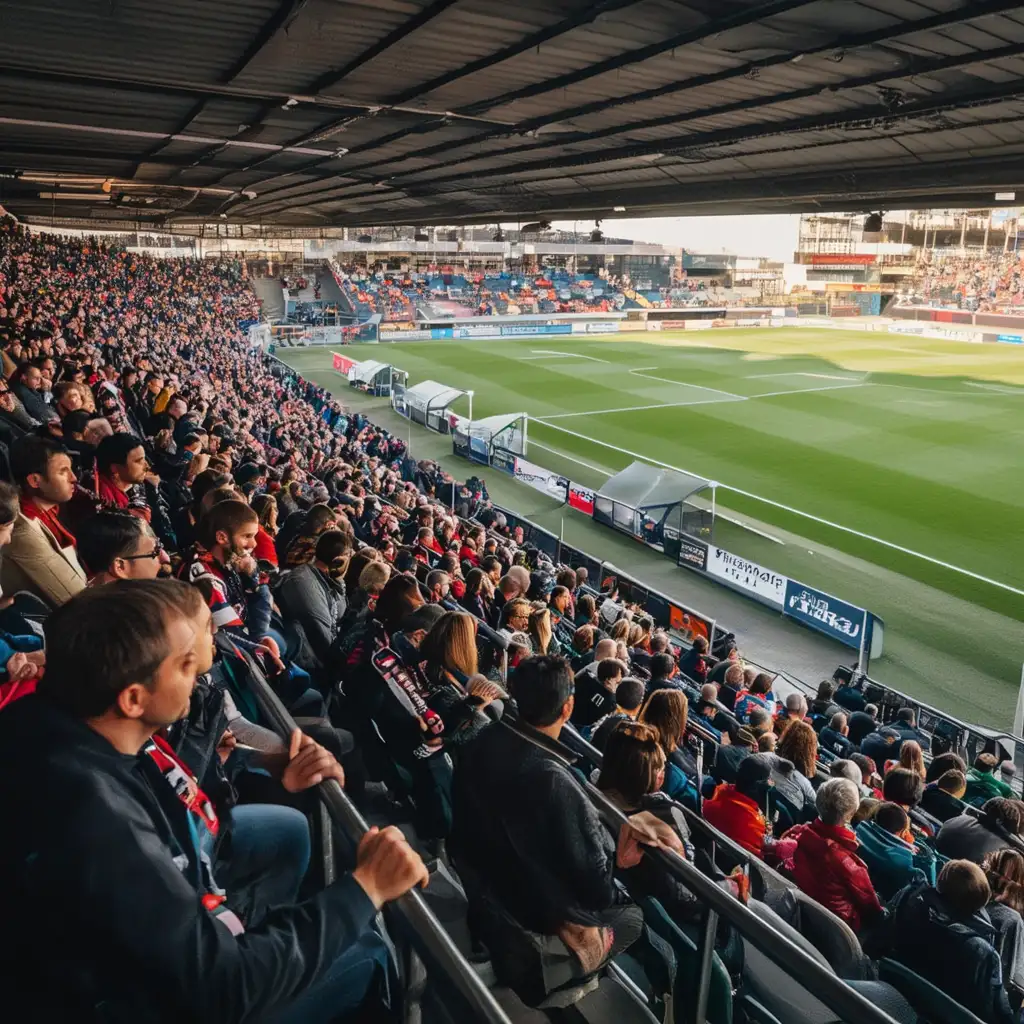 Vista panorámica del Estadio Montilivi con aficionados del Girona