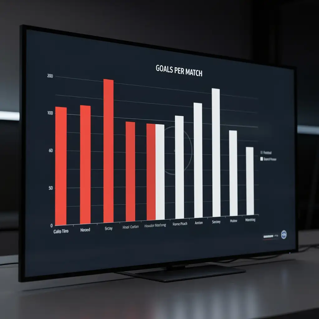 Gráfico simple de barras mostrando estadísticas de goles por partido