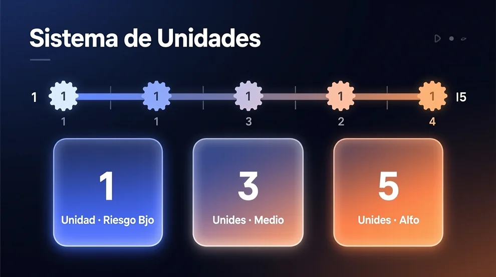 Diagrama explicativo del sistema de unidades en apuestas deportivas con escala de confianza